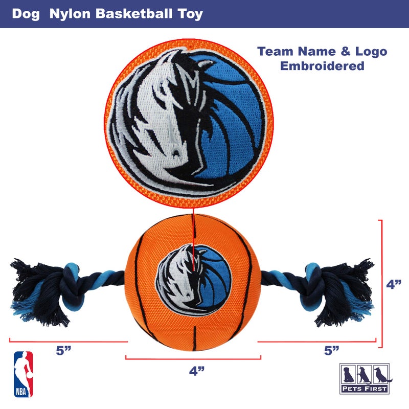 Pets First NBA Dallas Mavericks Basketball Toy. - Tough Nylon Pet Toy with Tug Ropes & Inner Squeaker, One Size, MAV-3105 - Image 4